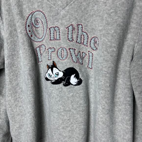 VTG Looney Tunes Penelope Pussycat Gray Fleece V Neck Sweatshirt Women XL - Picture 5 of 7